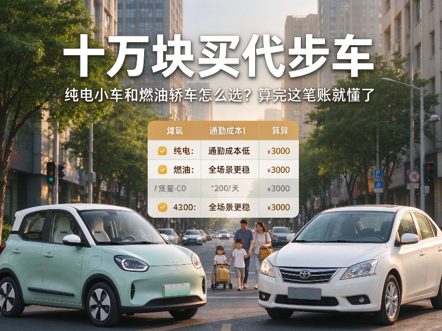 十万块买代步车，纯电小车和燃油轿车怎么选？算完这笔账就懂了