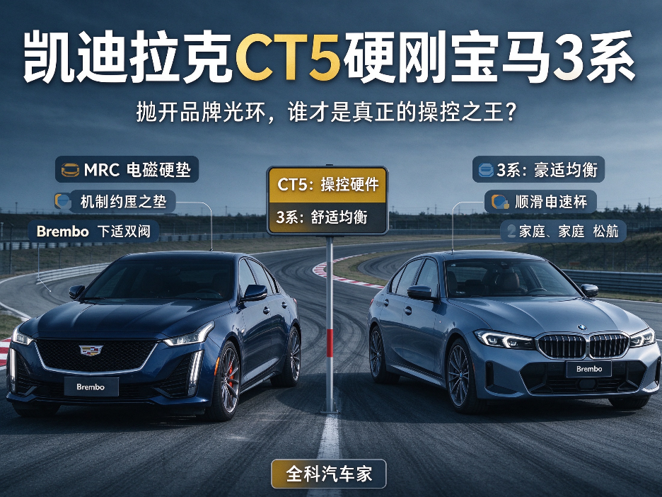 凯迪拉克CT5硬刚宝马3系，抛开品牌光环，谁才是真正的操控之王？